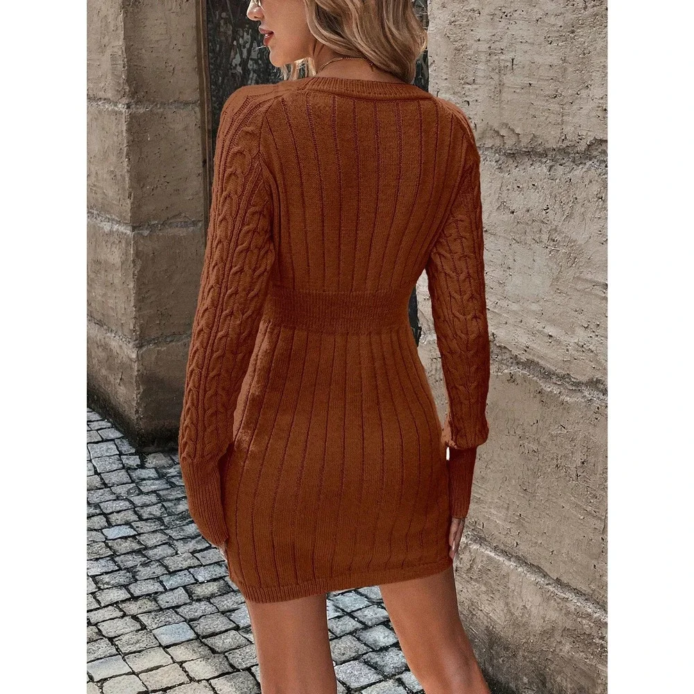 Cable Knit Sweater Dress long sleeve - Picture 10 of 13